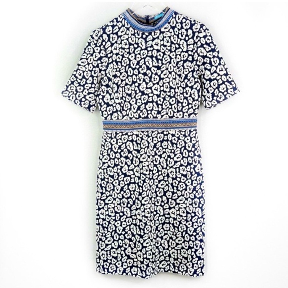 J. McLaughlin Kyrie Bermuda Blue Cheetah stretch dress NWT